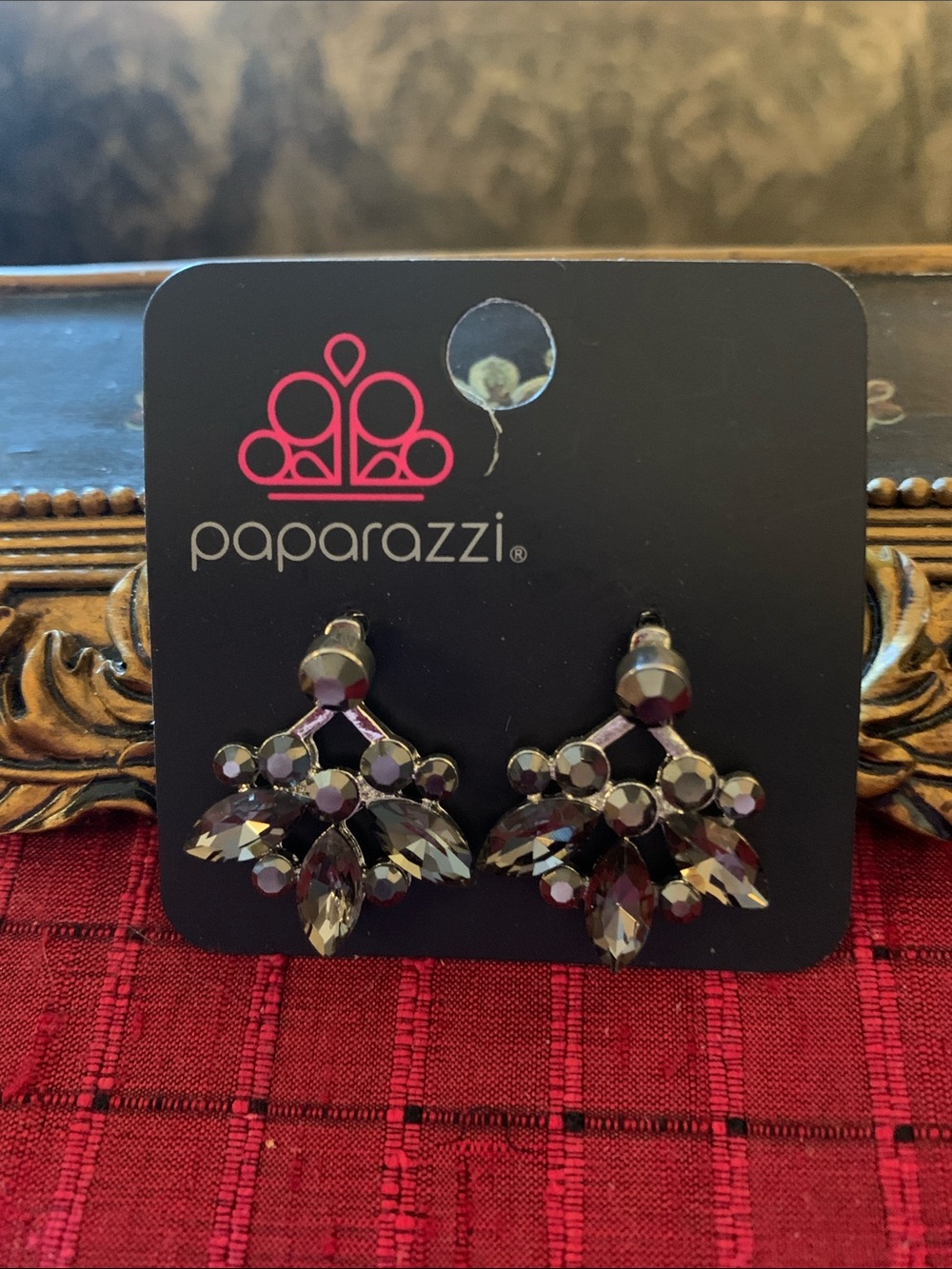 Paparazzi Black Marquise & Round Crystal Cluster Earrings